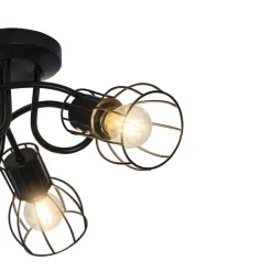 QAZQA Deckenstrahler|Aufbaustrahler*Moderne Deckenleuchte schwarz 40 cm rund 3-Licht - Botu