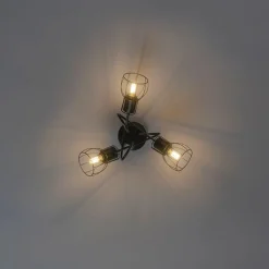 QAZQA Deckenstrahler|Aufbaustrahler*Moderne Deckenleuchte schwarz 40 cm rund 3-Licht - Botu