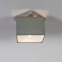 QAZQA Deckenleuchten|Wohnzimmerlampen*Moderne Deckenleuchte Stahl mit grauem Schirm - VT