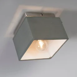 QAZQA Deckenleuchten|Wohnzimmerlampen*Moderne Deckenleuchte Stahl mit grauem Schirm - VT