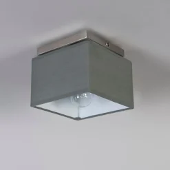 QAZQA Deckenleuchten|Wohnzimmerlampen*Moderne Deckenleuchte Stahl mit grauem Schirm - VT