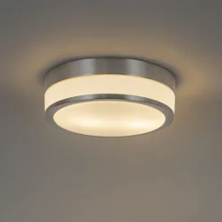 QAZQA Gartenbeleuchtung|Badezimmerlampen*Moderne Deckenleuchte Stahl 28 cm IP44 - Flavi