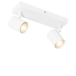 QAZQA Schlafzimmerlampen|Küchenlampen*Moderne Deckenleuchte Weiß 2-flammig Verstellbar Rechteckig - Jeana