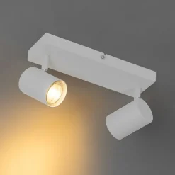 QAZQA Schlafzimmerlampen|Küchenlampen*Moderne Deckenleuchte Weiß 2-flammig Verstellbar Rechteckig - Jeana