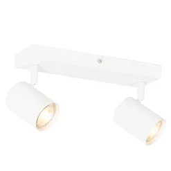 QAZQA Schlafzimmerlampen|Küchenlampen*Moderne Deckenleuchte Weiß 2-flammig Verstellbar Rechteckig - Jeana