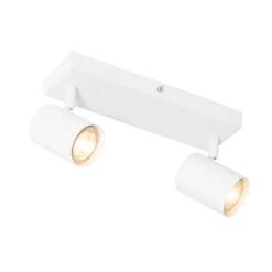 QAZQA Schlafzimmerlampen|Küchenlampen*Moderne Deckenleuchte Weiß 2-flammig Verstellbar Rechteckig - Jeana