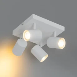 QAZQA Schlafzimmerlampen|Küchenlampen*Moderne Deckenleuchte weiß 4-flammig verstellbar quadratisch - Jeana