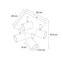 QAZQA Schlafzimmerlampen|Küchenlampen*Moderne Deckenleuchte weiß 4-flammig verstellbar quadratisch - Jeana