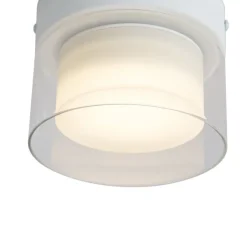 QAZQA Gartenbeleuchtung|Badezimmerlampen*Moderne Deckenleuchte weiß mit Klarglas - Puck