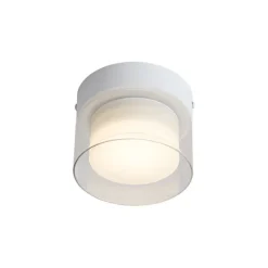 QAZQA Gartenbeleuchtung|Badezimmerlampen*Moderne Deckenleuchte weiß mit Klarglas - Puck