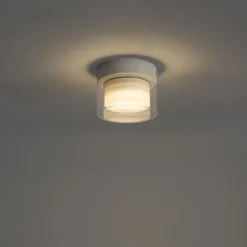 QAZQA Gartenbeleuchtung|Badezimmerlampen*Moderne Deckenleuchte weiß mit Klarglas - Puck