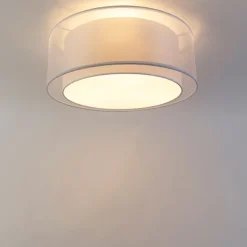 QAZQA Schlafzimmerlampen|Küchenlampen*Moderne Deckenleuchte weiß 50 cm 3-flammig - Drum Duo