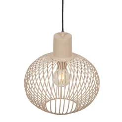 Trio Leuchten Pendelleuchten|Wohnzimmerlampen*Moderne Draht-Hängeleuchte schwarz mit Beige 33cm - Gila
