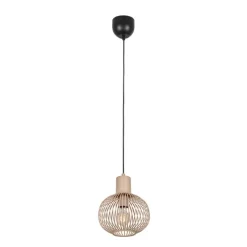 Trio Leuchten Pendelleuchten|Wohnzimmerlampen*Moderne Draht-Hängeleuchte Schwarz mit Beige 23cm - Gila