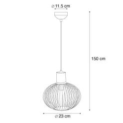 Trio Leuchten Pendelleuchten|Wohnzimmerlampen*Moderne Draht-Hängeleuchte Schwarz mit Beige 23cm - Gila