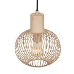 Trio Leuchten Pendelleuchten|Wohnzimmerlampen*Moderne Draht-Hängeleuchte Schwarz mit Beige 23cm - Gila