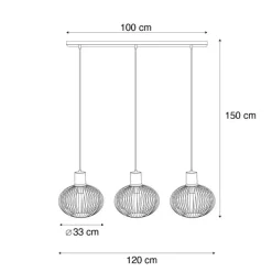 Trio Leuchten Schlafzimmerlampen|Küchenlampen*Moderne Draht-Hängeleuchte Schwarz mit Beige 3-flammig - Gila