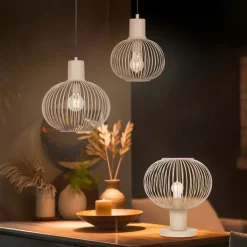 Trio Leuchten Tischlampen|Wohnzimmerlampen*Moderne Draht-Tischleuchte Beige 33cm - Gila