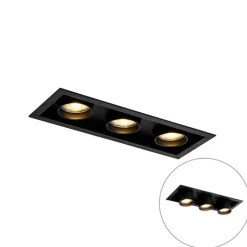 QAZQA Esszimmerlampen|Küchenlampen*Moderne Einbauleuchte schwarz verstellbar 3-Licht - Dach