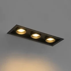 QAZQA Esszimmerlampen|Küchenlampen*Moderne Einbauleuchte schwarz verstellbar 3-Licht - Dach