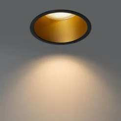 QAZQA Außenstrahler|Einbaustrahler*Moderne Einbaustrahler schwarz mit Gold GU10 70mm IP44 - Dept