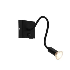 QAZQA Wandleuchten|Wohnzimmerlampen*Moderne flexible Wandleuchte USB schwarz - Zeno