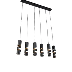 Trio Leuchten Pendelleuchten|Wohnzimmerlampen*Moderne hanglamp zwart 6-lichts - Stream