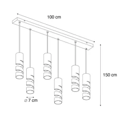 Trio Leuchten Pendelleuchten|Wohnzimmerlampen*Moderne hanglamp zwart 6-lichts - Stream