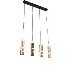 Trio Leuchten Pendelleuchten|Wohnzimmerlampen*Moderne hanglamp zwart met taupe en beige 4-lichts - Stream