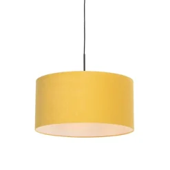 QAZQA Pendelleuchten|Wohnzimmerlampen*Moderne Hängelampe 50 cm gelb mit schwarz - Combi 1