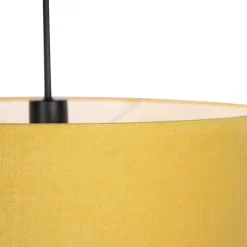QAZQA Pendelleuchten|Wohnzimmerlampen*Moderne Hängelampe 50 cm gelb mit schwarz - Combi 1