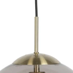 QAZQA Pendelleuchten|Wohnzimmerlampen*Moderne Hängelampe aus Messing mit Rauchglas 30 cm - Ball