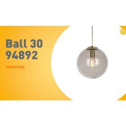 QAZQA Pendelleuchten|Wohnzimmerlampen*Moderne Hängelampe aus Messing mit Rauchglas 30 cm - Ball