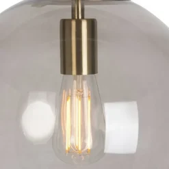 QAZQA Pendelleuchten|Wohnzimmerlampen*Moderne Hängelampe aus Messing mit Rauchglas 30 cm - Ball