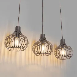 QAZQA Gartenbeleuchtung|Pendelleuchten*Moderne Hängelampe braun 3-flammig - Sapphira