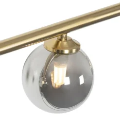 QAZQA Pendelleuchten|Wohnzimmerlampen*Moderne Hängelampe Gold 100 cm 5-Licht mit Rauchglas - Athen