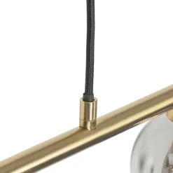 QAZQA Pendelleuchten|Wohnzimmerlampen*Moderne Hängelampe Gold 100 cm 5-Licht mit Rauchglas - Athen