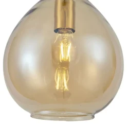 QAZQA Pendelleuchten|Wohnzimmerlampen*Moderne Hängelampe Gold mit bernsteinfarbenem Glas - Traditional