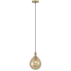 QAZQA Pendelleuchten|Wohnzimmerlampen*Moderne Hängelampe Gold mit bernsteinfarbenem Glas - Traditional
