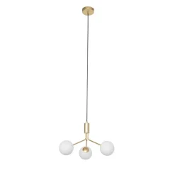 QAZQA Pendelleuchten|Wohnzimmerlampen*Moderne Hängelampe Gold mit Opalglas 3-flammig - Coby