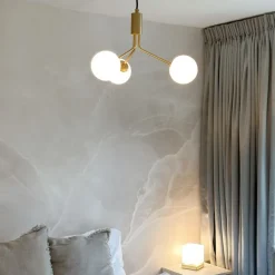 QAZQA Pendelleuchten|Wohnzimmerlampen*Moderne Hängelampe Gold mit Opalglas 3-flammig - Coby