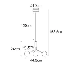 QAZQA Pendelleuchten|Wohnzimmerlampen*Moderne Hängelampe Gold mit Opalglas 3-flammig - Coby