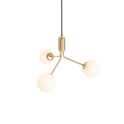 QAZQA Pendelleuchten|Wohnzimmerlampen*Moderne Hängelampe Gold mit Opalglas 3-flammig - Coby