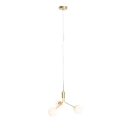 QAZQA Pendelleuchten|Wohnzimmerlampen*Moderne Hängelampe Gold mit Opalglas 3-flammig - Coby