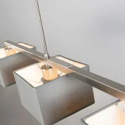 QAZQA Pendelleuchten|Wohnzimmerlampen*Moderne Hängelampe grau mit grauen Schirmen 3-flammig - VT