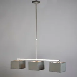 QAZQA Pendelleuchten|Wohnzimmerlampen*Moderne Hängelampe grau mit grauen Schirmen 3-flammig - VT