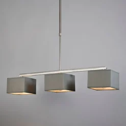 QAZQA Pendelleuchten|Wohnzimmerlampen*Moderne Hängelampe grau mit grauen Schirmen 3-flammig - VT