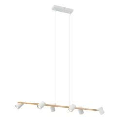 QAZQA Pendelleuchten*Moderne Hängelampe Holzprint mit Weiß 6-Licht - Jeana Straight