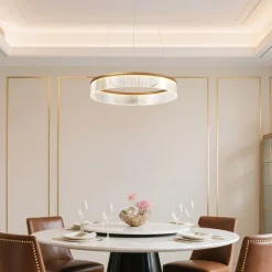 QAZQA Schlafzimmerlampen|Küchenlampen*Moderne Hängelampe Messing 59cm inkl. LED 3-Stufen-Dimmbar - Anello Chandelier