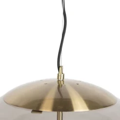 QAZQA Schlafzimmerlampen|Küchenlampen*Moderne Hängelampe Messing mit Rauchglas 50 cm - Ball